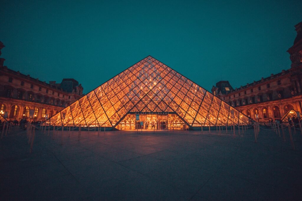 The Louvre Museum during night,Louvre museum facts.